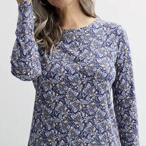 Croft & Barrow Long Sleeve Crewneck - Blue Paisley / Size: M